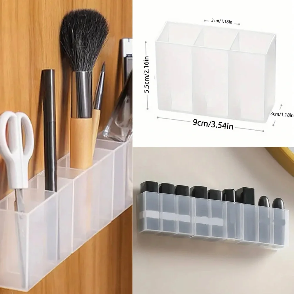 Adhesive Wall Shelf & 3 Grid Storage Box Bathroom Makeup No Drill Organizer